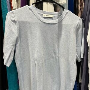 Zara baby blue Short Sleeve Sweater